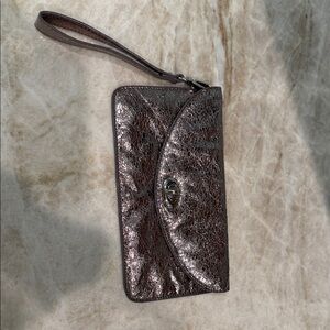 Sorial Metallic Wristlet Clutch